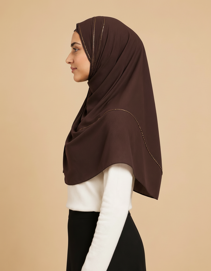 Fabiola Crystal Rectangular Hijab – 180 × 70 cm  Voile