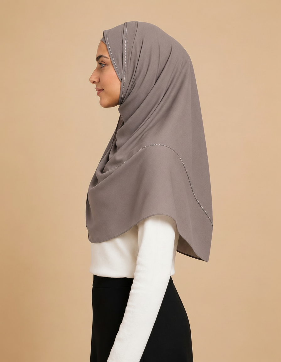 Fabiola Crystal Rectangular Hijab – 180 × 70 cm  Voile