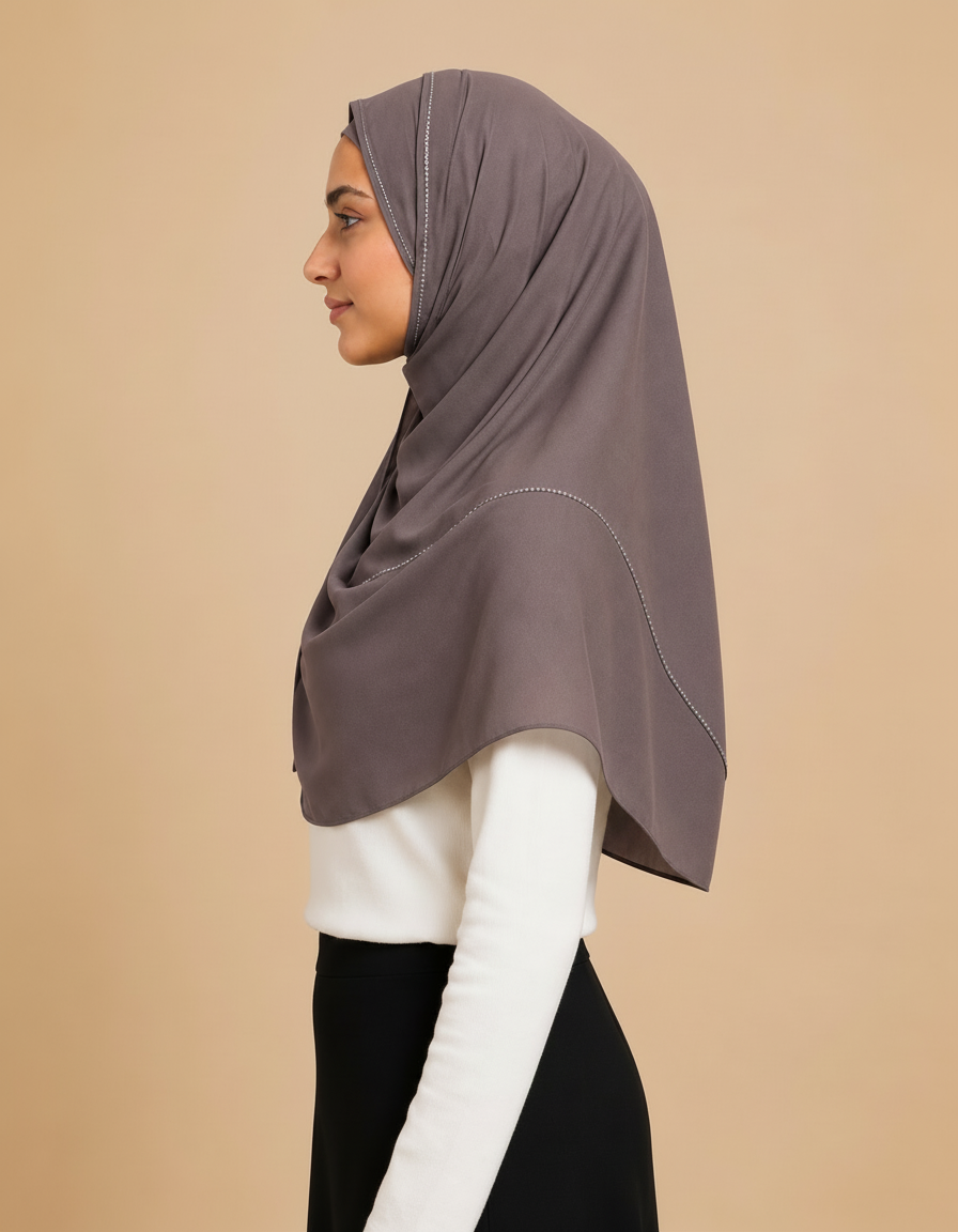 Fabiola Crystal Rectangular Hijab – 180 × 70 cm  Voile
