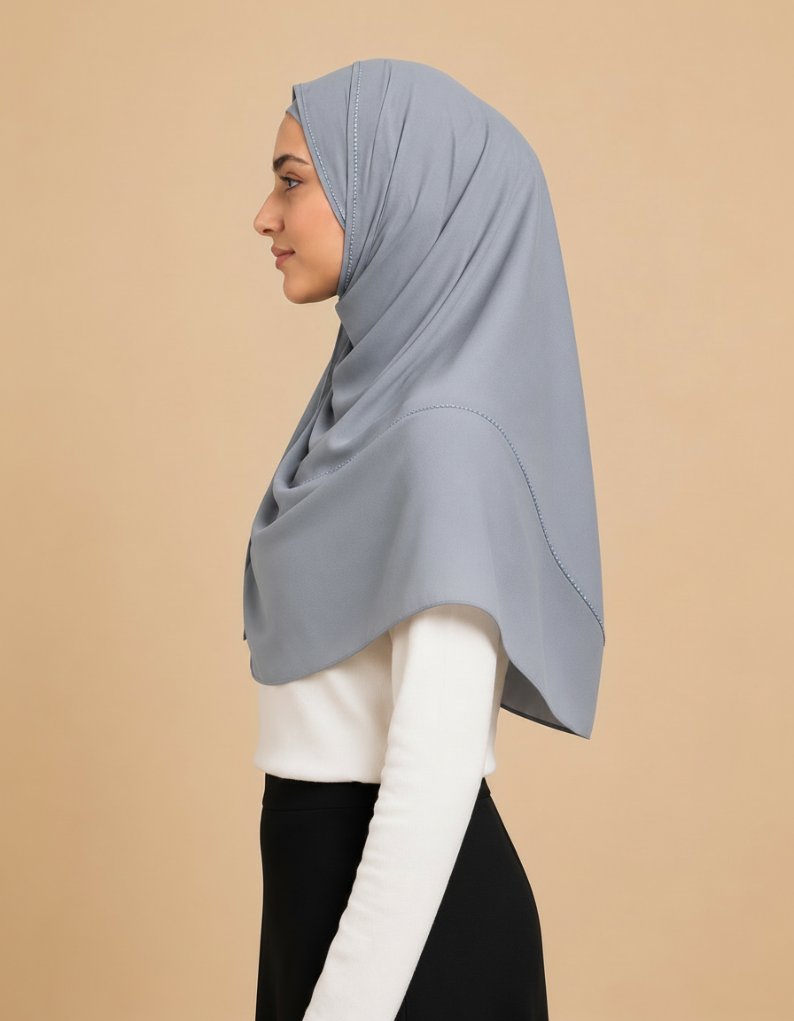 Fabiola Crystal Rectangular Hijab – 180 × 70 cm  Voile