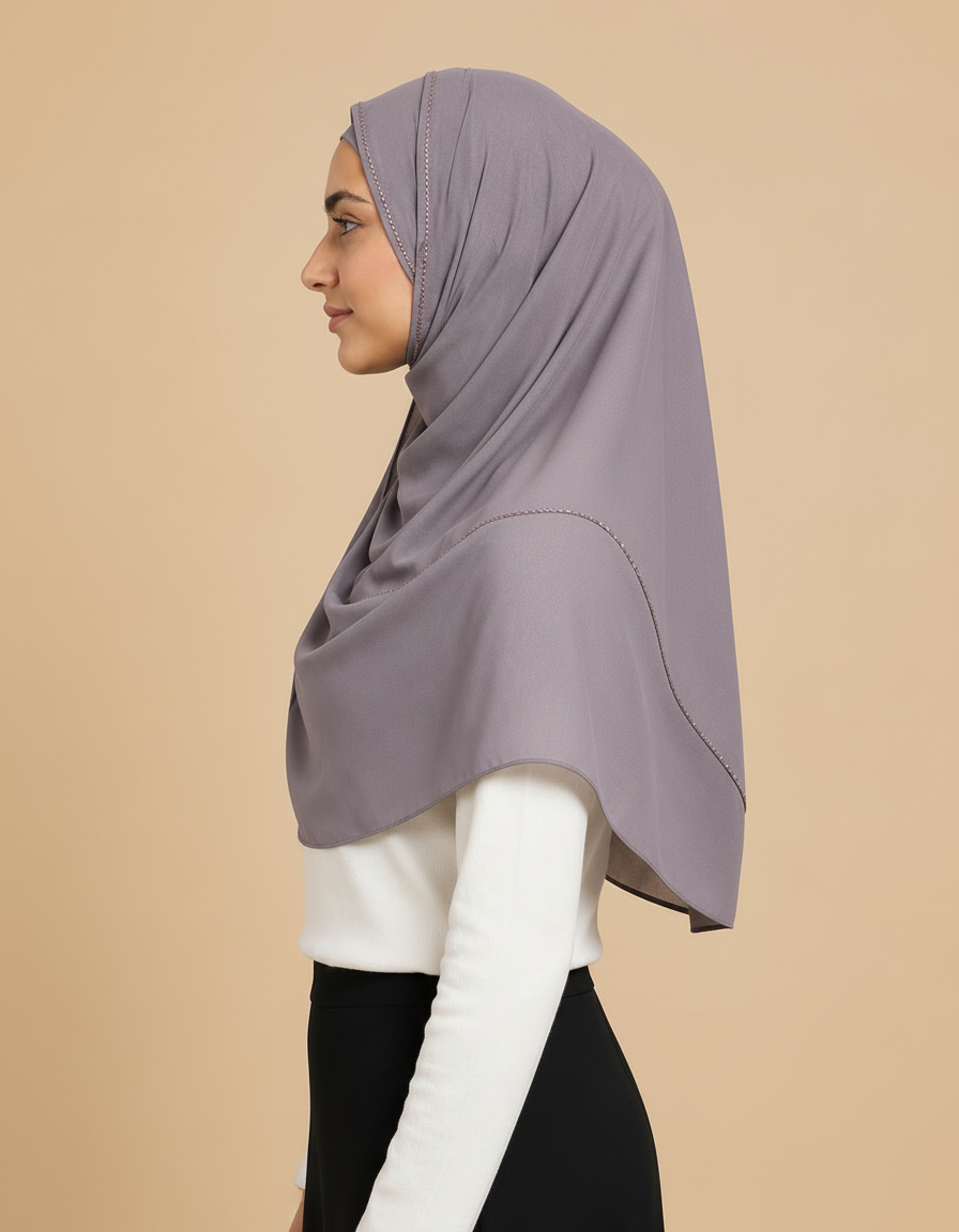 Fabiola Crystal Rectangular Hijab – 180 × 70 cm  Voile