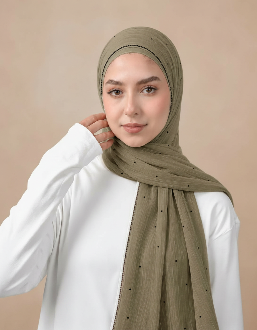 Gaetane Crystal Rectangular Hijab – 180 × 70 cm  Voile