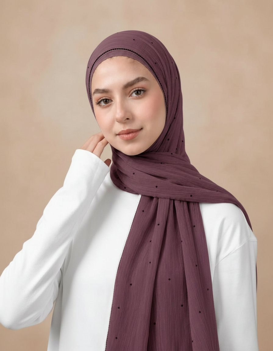 Gaetane Crystal Rectangular Hijab – 180 × 70 cm  Voile
