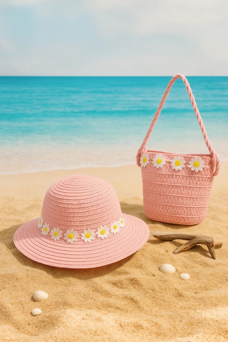 Beach kids Hat With Bag  Voile
