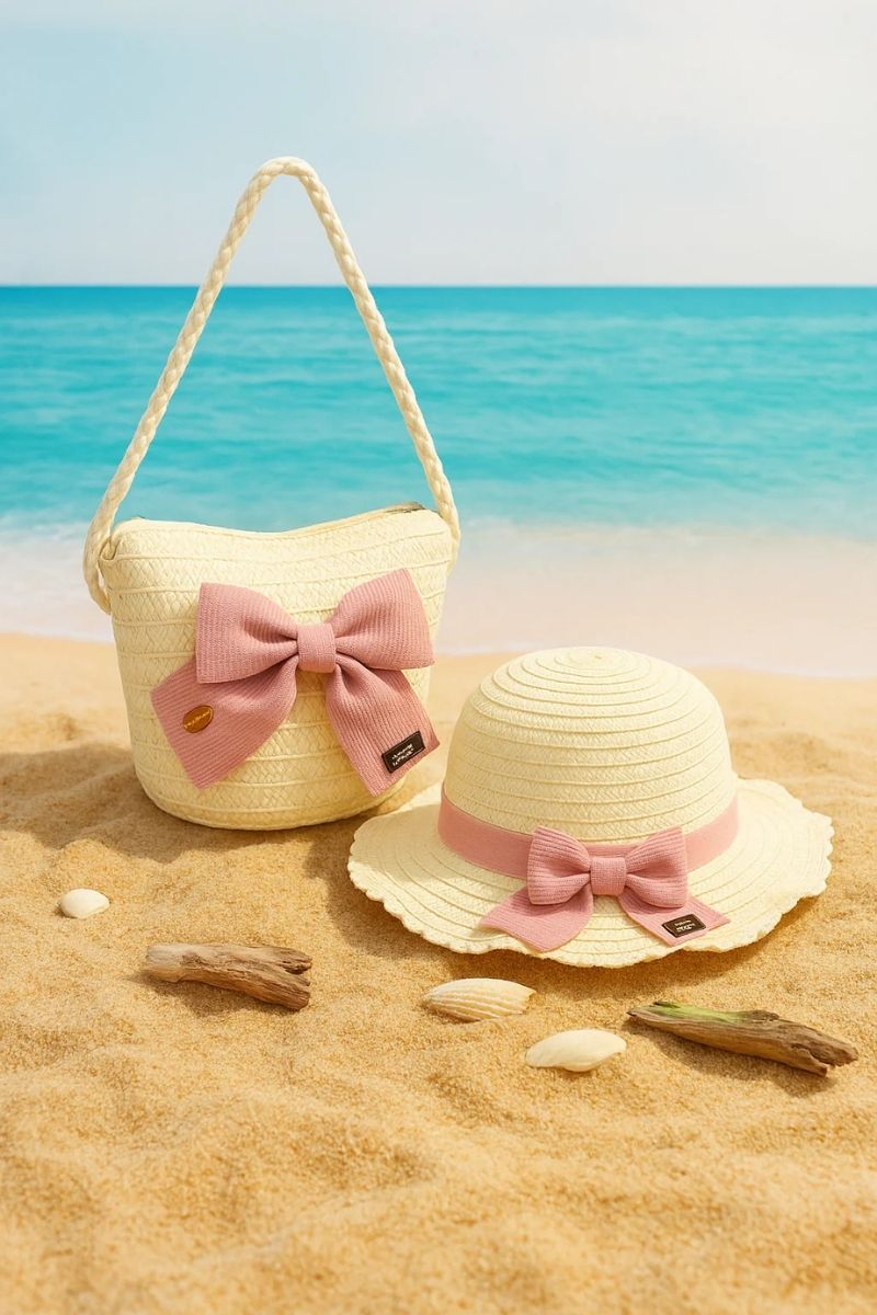 Beach kids Hat With Bag  Voile