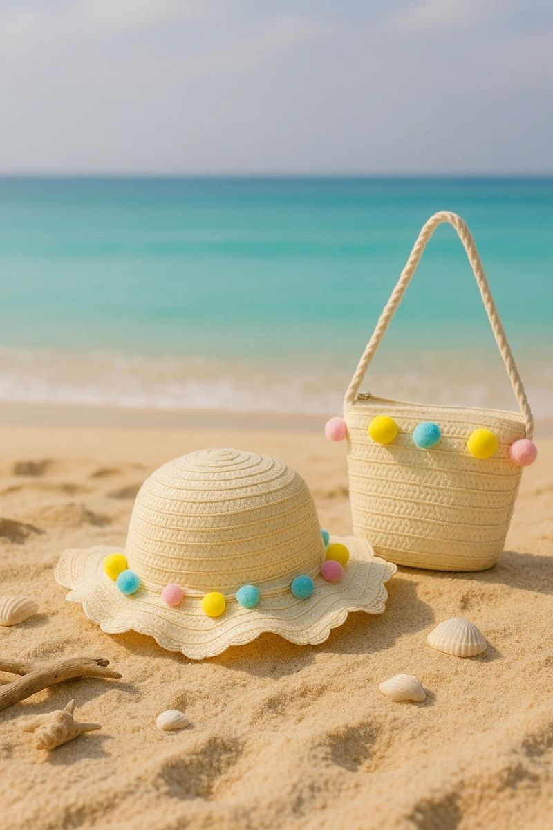 Beach kids Hat With Bag  Voile
