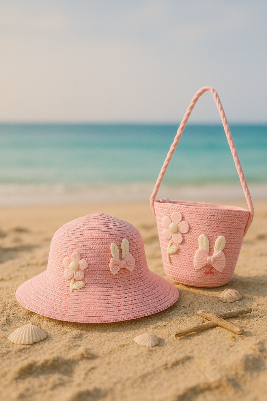Beach kids Hat With Bag  Voile