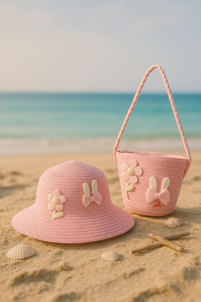 Beach kids Hat With Bag  Voile