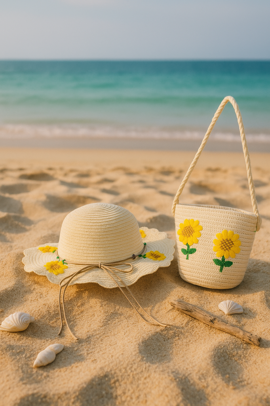 Beach kids Hat With Bag  Voile
