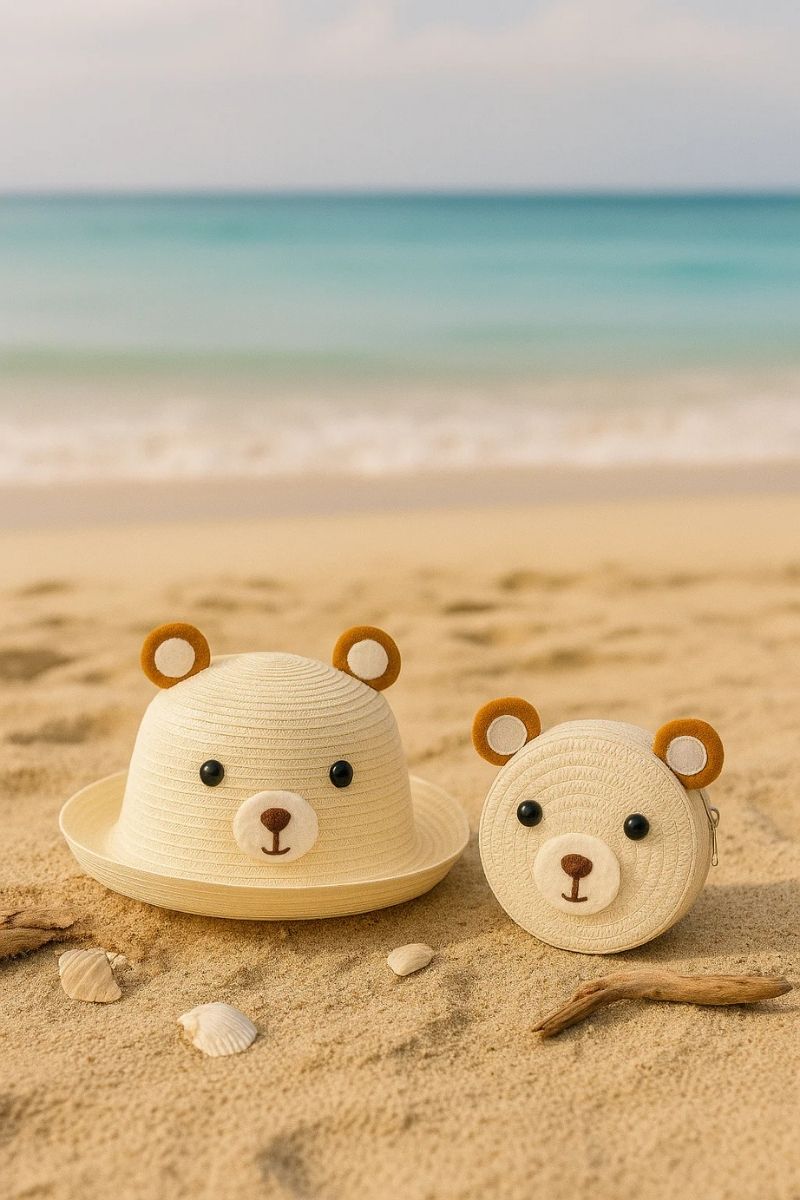 Beach kids Hat With Bag  Voile