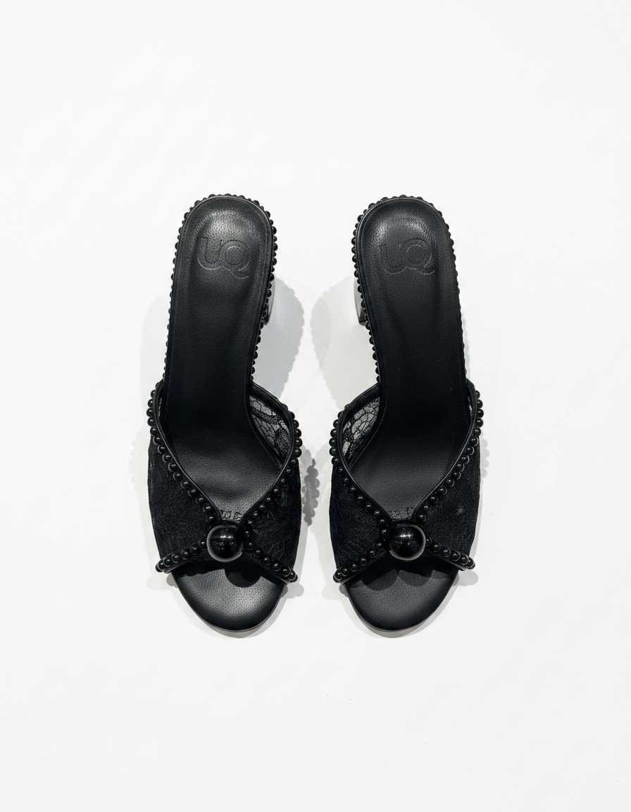 Hilaire Mesh Block Heel Sandals – Open Toe  UQ