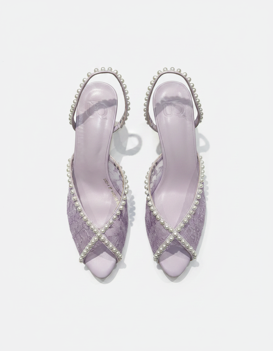Cerise-Rose Floral Stiletto Sandals – Slingback  UQ