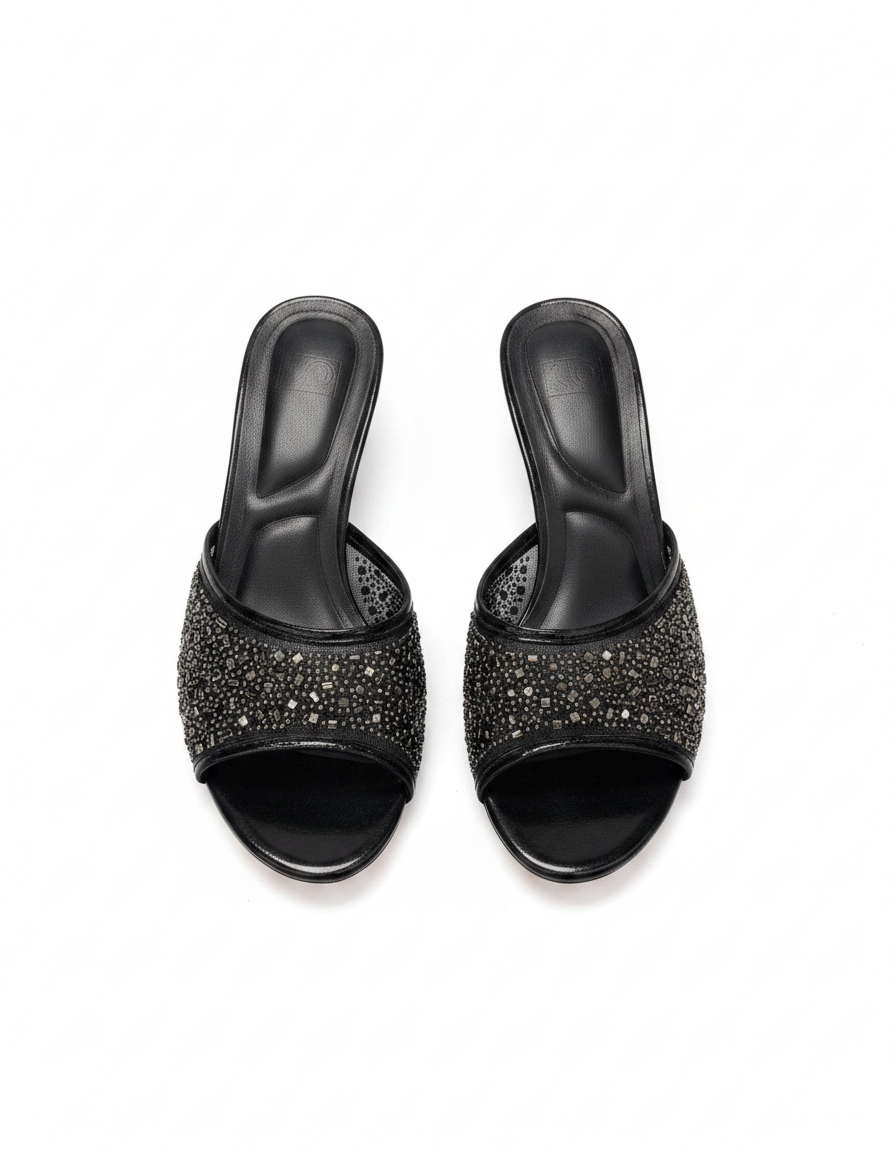 Celine Mesh Kitten Heel Sandals – Open Toe  UQ