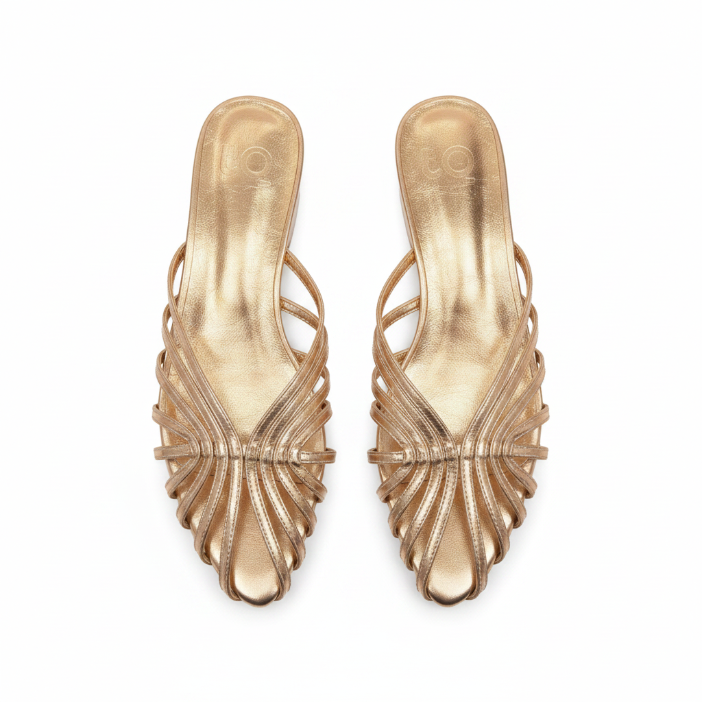 Camille-Rose Metallic Block Heel Sandals – Open Toe  UQ