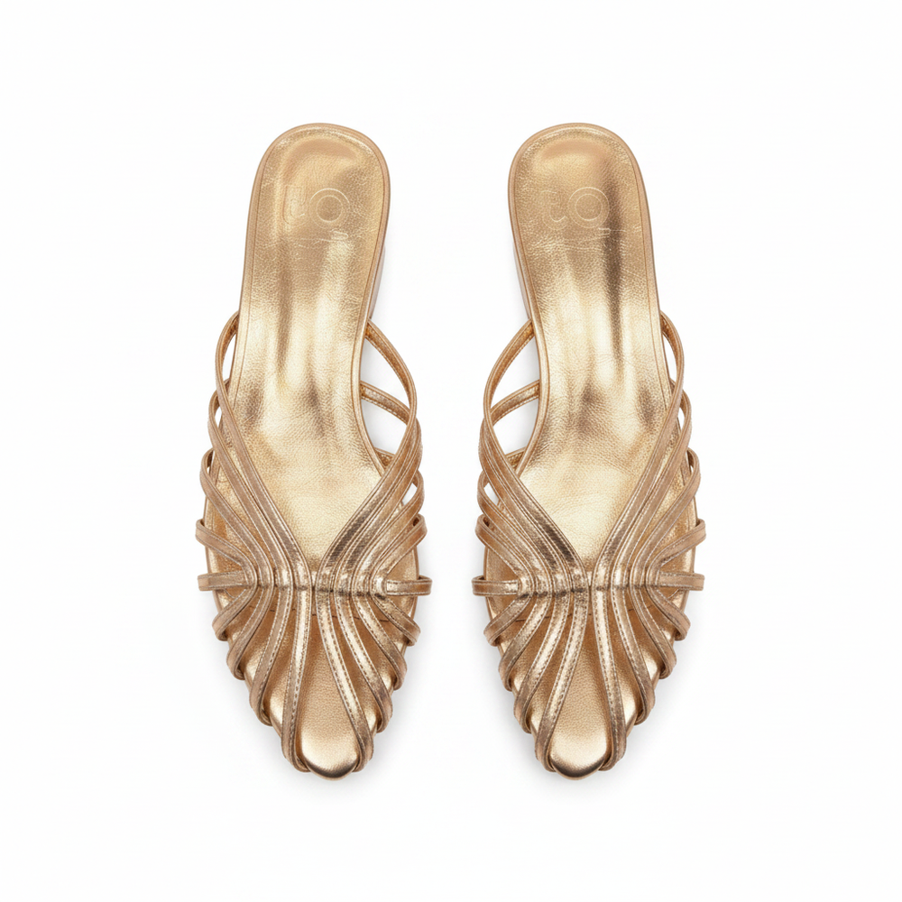 Camille-Rose Metallic Block Heel Sandals – Open Toe  UQ