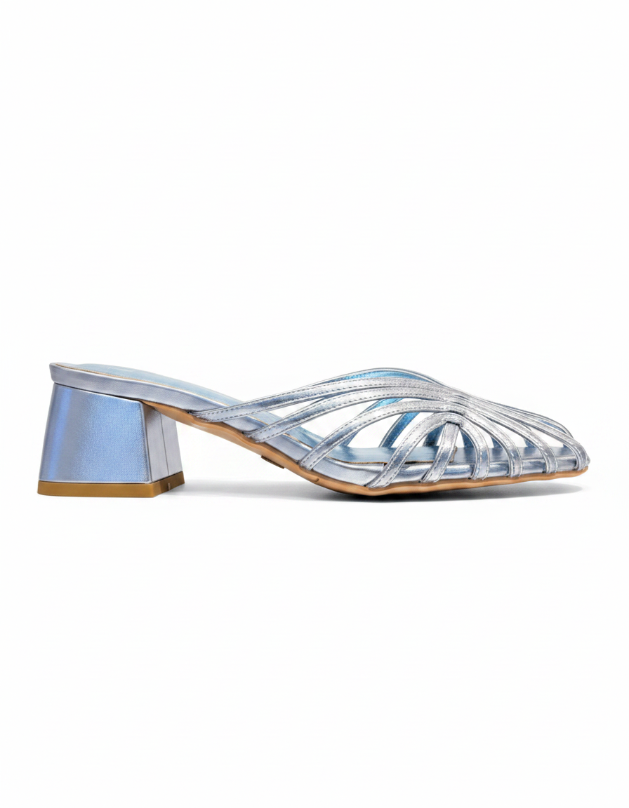Camille-Rose Metallic Block Heel Sandals – Open Toe  UQ
