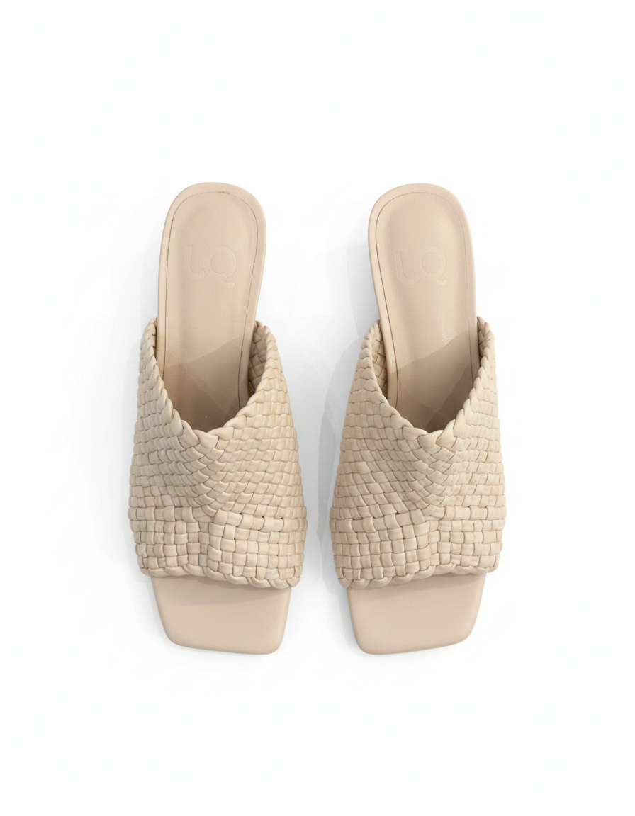 Vanille Woven Block Heel Sandals – Open Toe  UQ