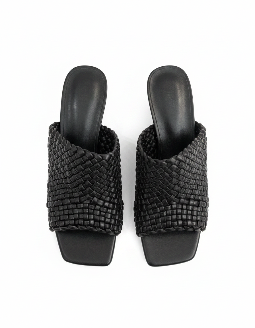 Vanille Woven Block Heel Sandals – Open Toe  UQ