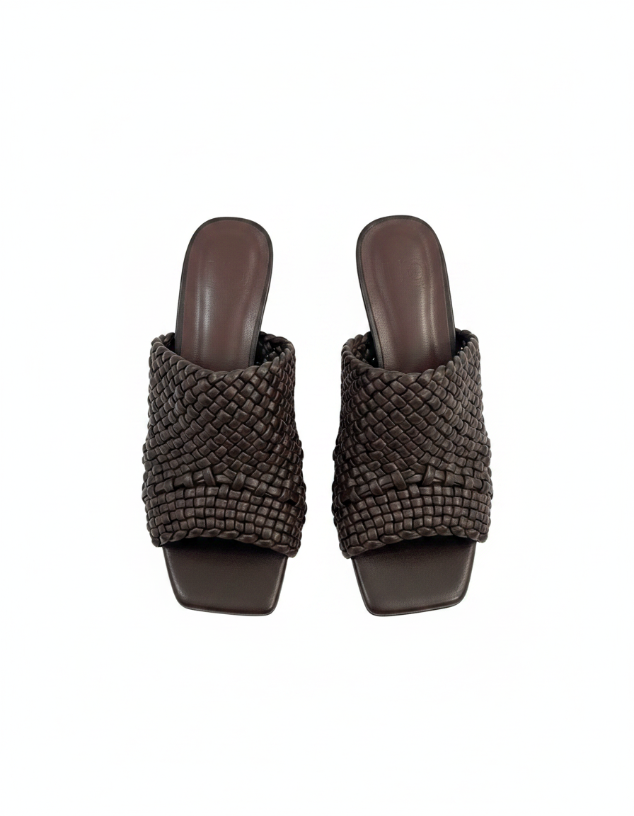 Vanille Woven Block Heel Sandals – Open Toe  UQ