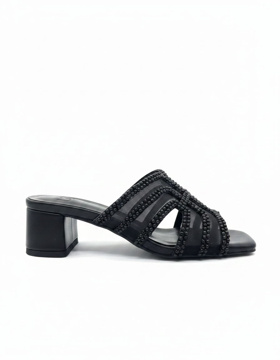 Bleuenn Metallic Block Heel Sandals – Open Toe  UQ