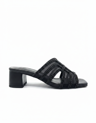 Bleuenn Metallic Block Heel Sandals – Open Toe  UQ