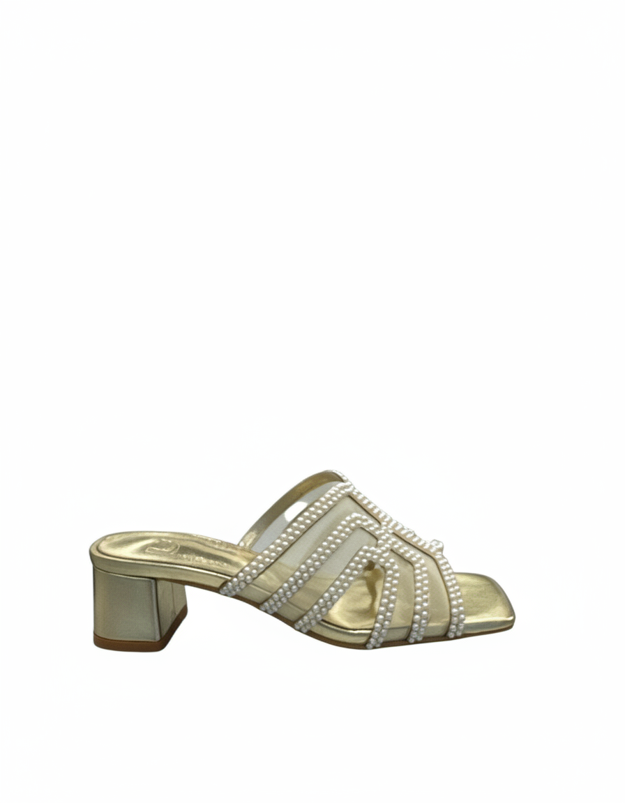 Bleuenn Metallic Block Heel Sandals – Open Toe  UQ