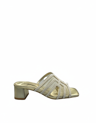 Bleuenn Metallic Block Heel Sandals – Open Toe  UQ