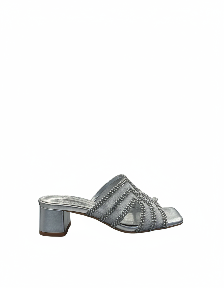 Bleuenn Metallic Block Heel Sandals – Open Toe  UQ