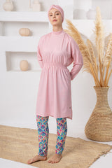 Salome Leaf Print Maxi Burkini – Belted Long Sleeve  Voile