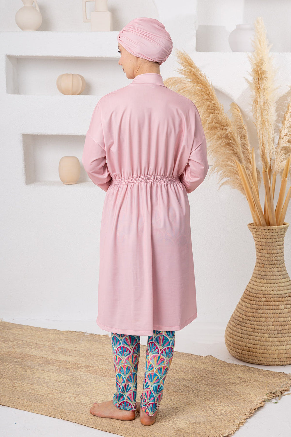 Salome Leaf Print Maxi Burkini – Belted Long Sleeve  Voile