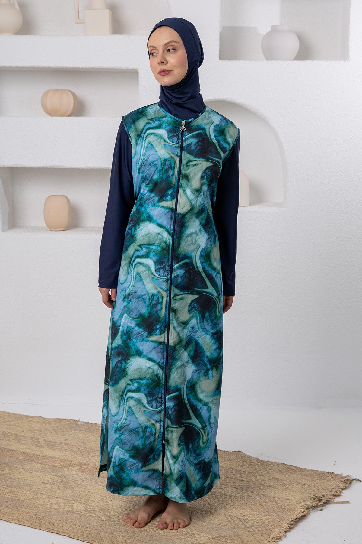 Delphine Watercolor Maxi Burkini – Long Sleeve  Voile