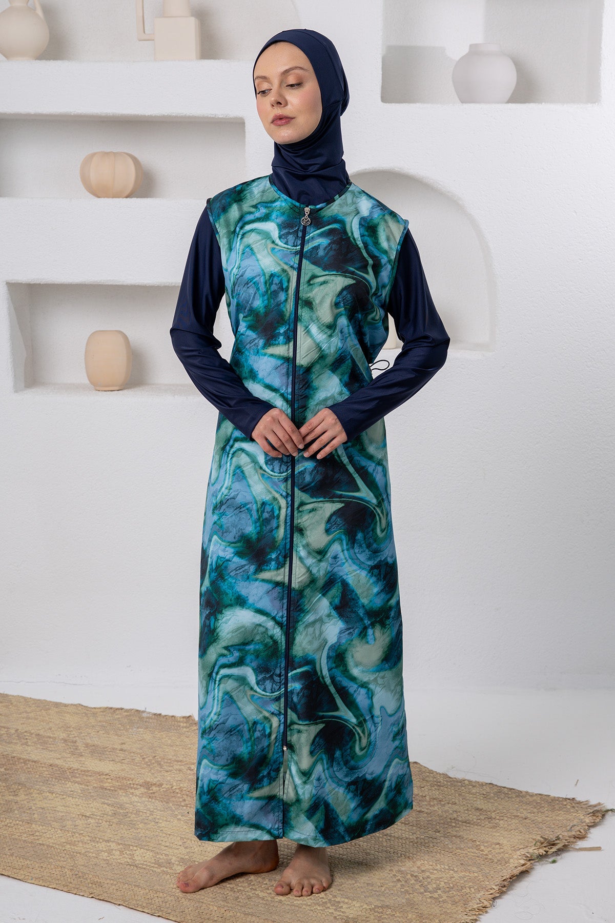Delphine Watercolor Maxi Burkini – Long Sleeve  Voile