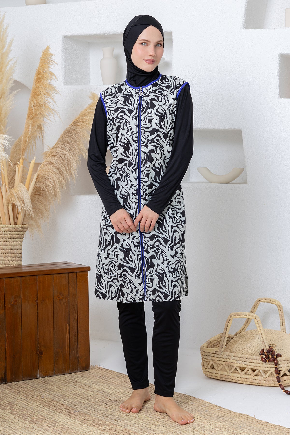 Bijou Abstract Maxi Burkini – Long Sleeve  Voile