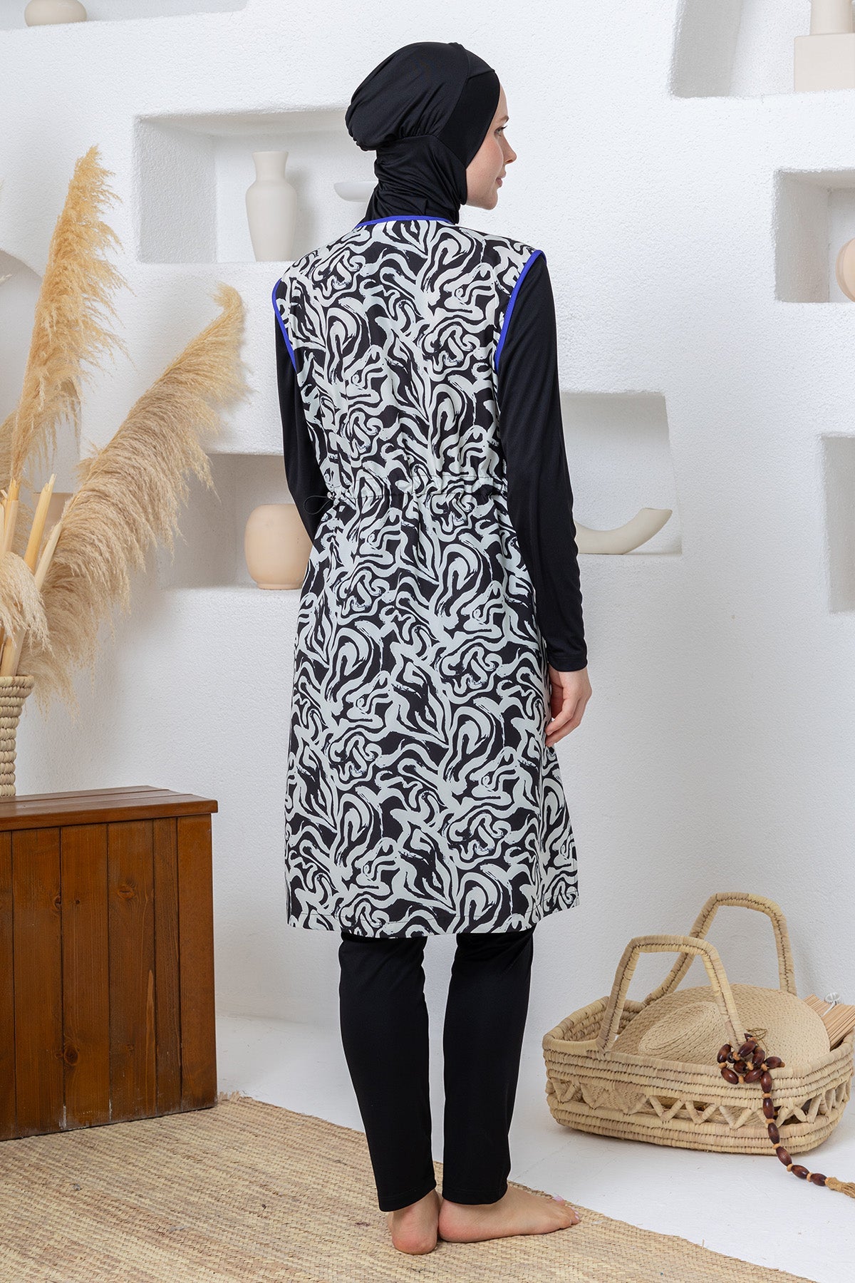 Bijou Abstract Maxi Burkini – Long Sleeve  Voile