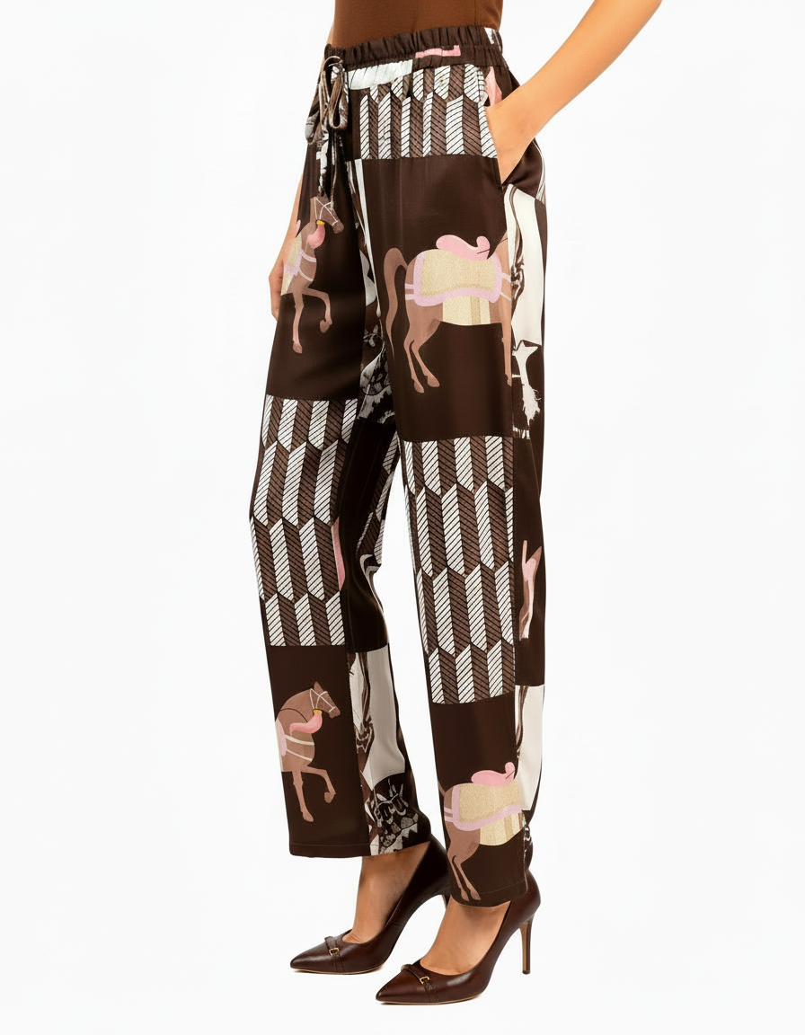 Janan Abstract Trousers – Belted  Elora