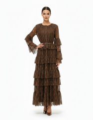 Layla Elegant Maxi Dress – Button-Front Long Sleeve  Elora