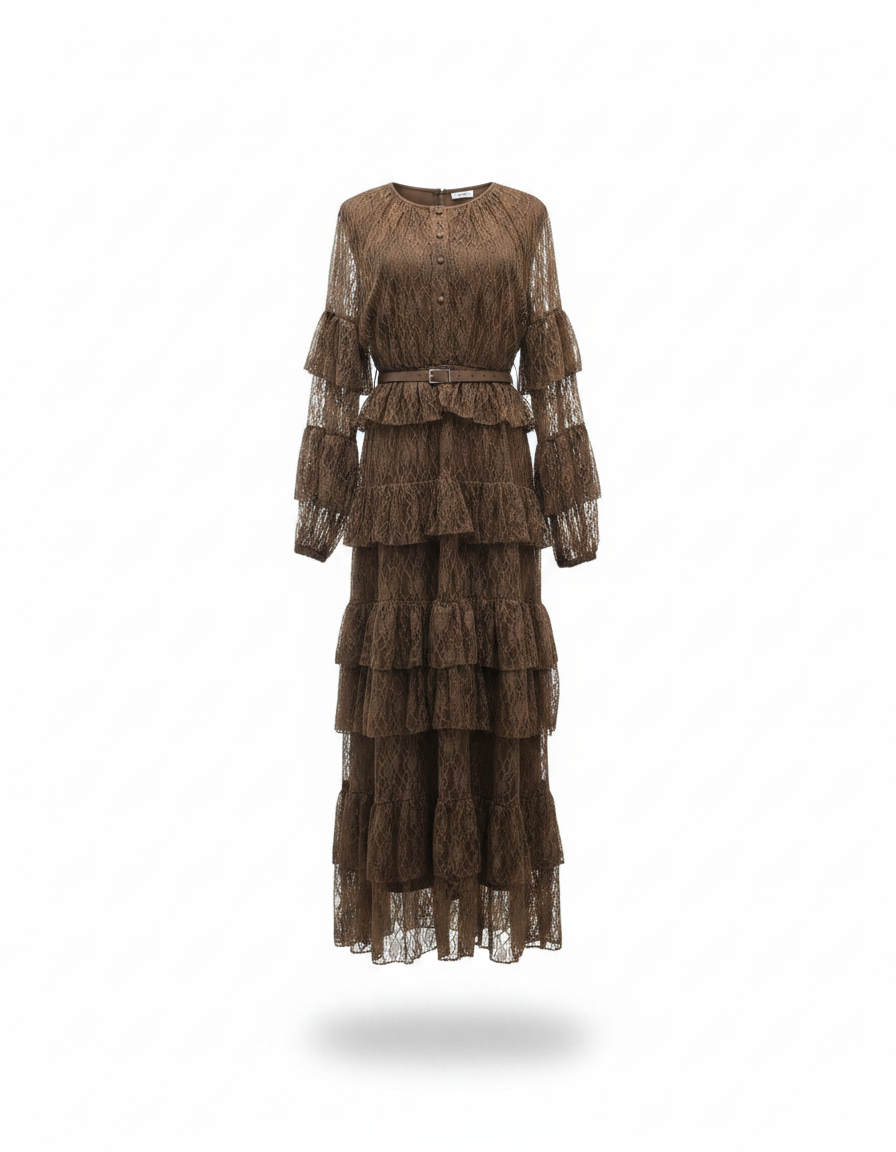 Layla Elegant Maxi Dress – Button-Front Long Sleeve  Elora