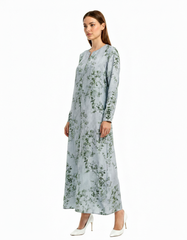 Rima Leaf Print Maxi Dress – V-Neck  Elora