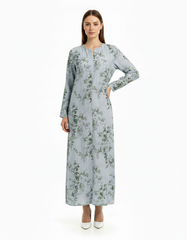 Rima Leaf Print Maxi Dress – V-Neck  Elora