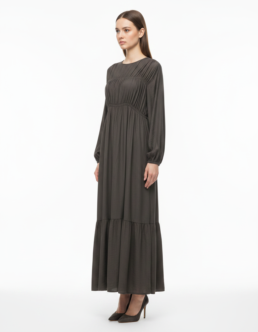 Layan Viscose Maxi Dress – Long Sleeve  Elora