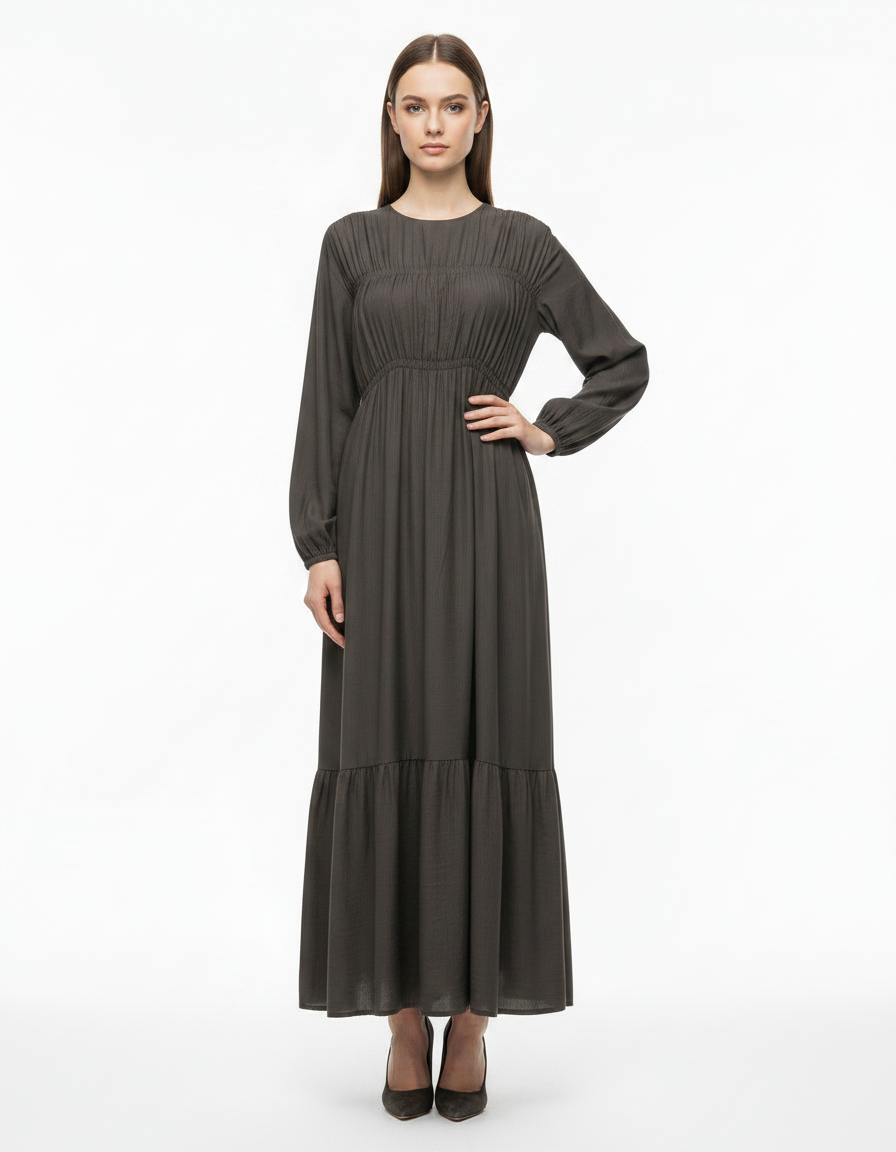 Layan Viscose Maxi Dress – Long Sleeve  Elora