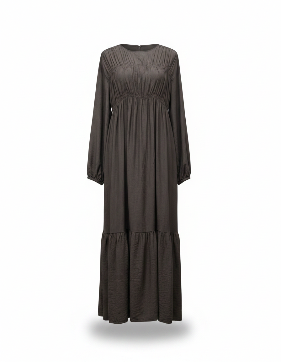 Layan Viscose Maxi Dress – Long Sleeve  Elora