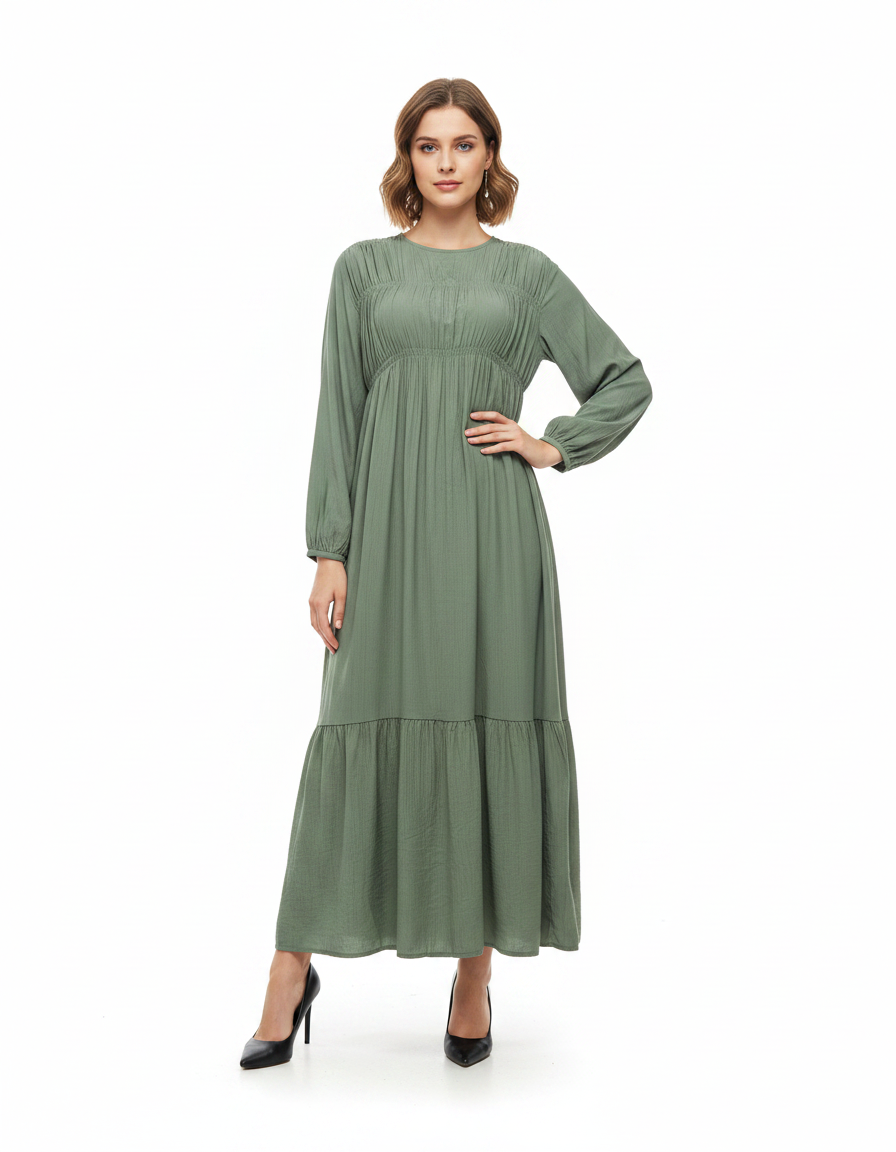 Layan Viscose Maxi Dress – Long Sleeve  Elora