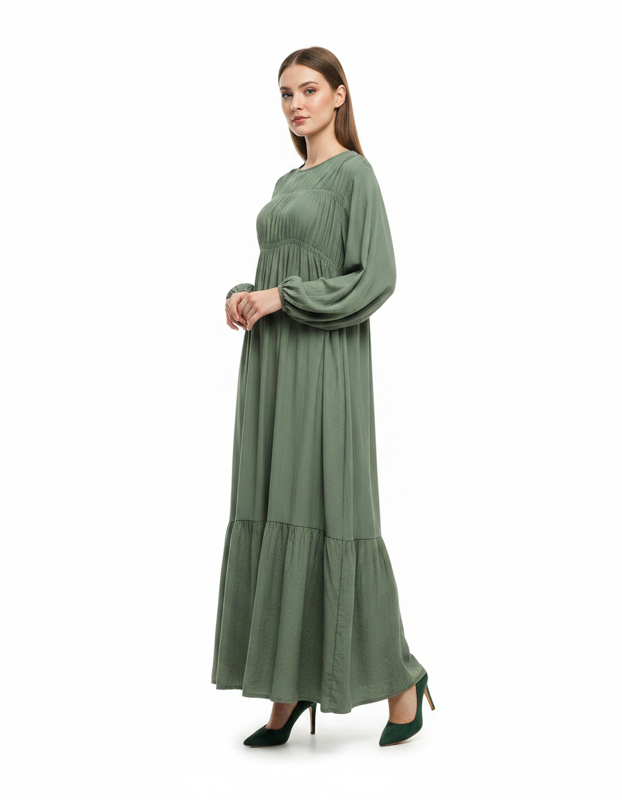 Layan Viscose Maxi Dress – Long Sleeve  Elora