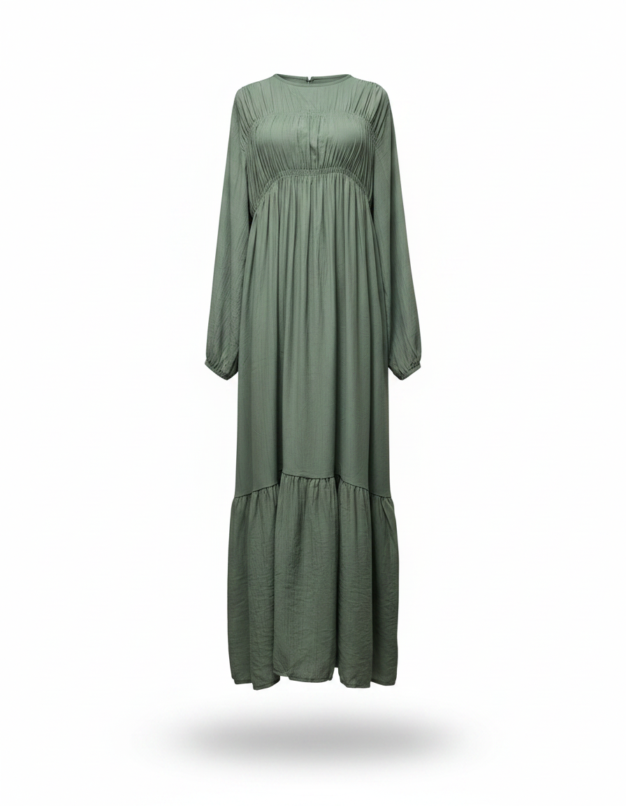 Layan Viscose Maxi Dress – Long Sleeve  Elora
