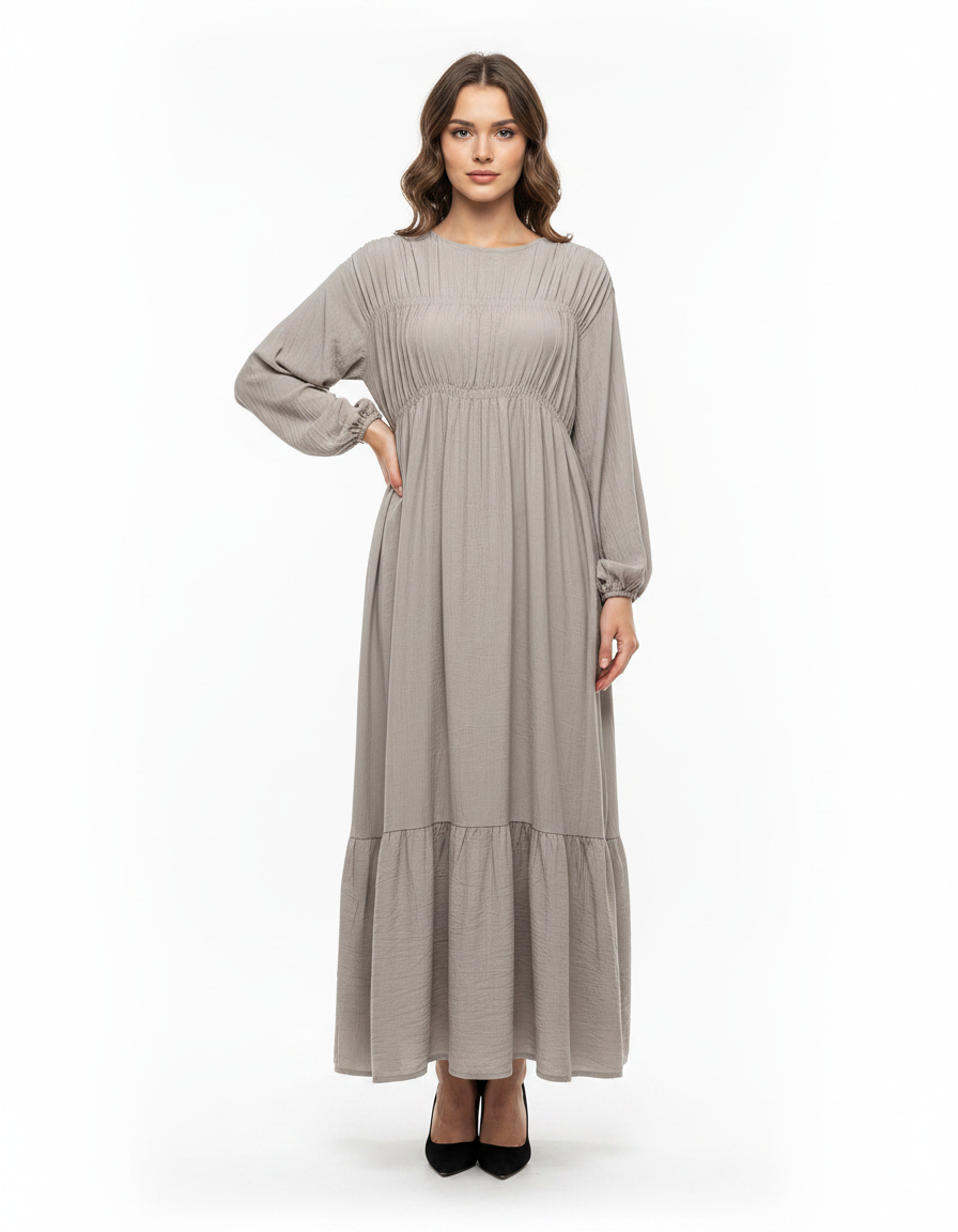 Layan Viscose Maxi Dress – Long Sleeve  Elora