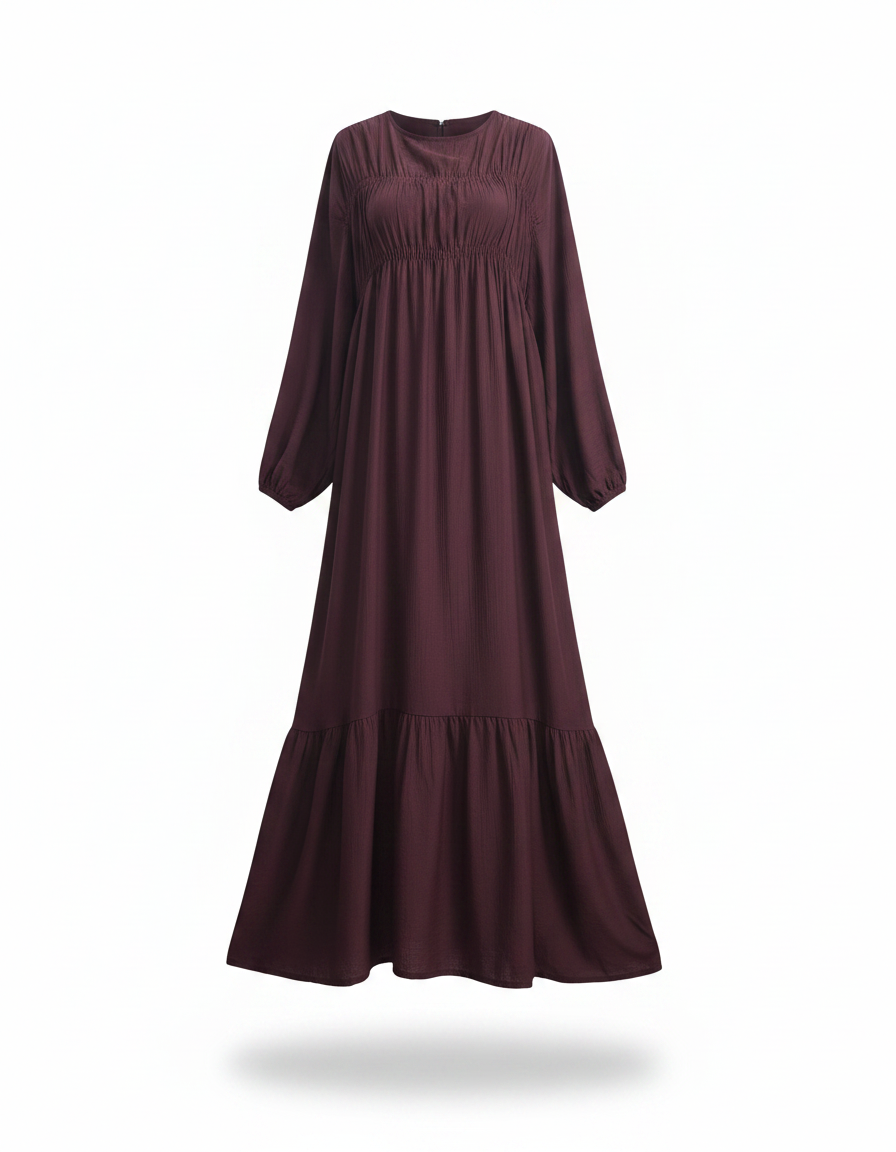 Layan Viscose Maxi Dress – Long Sleeve  Elora