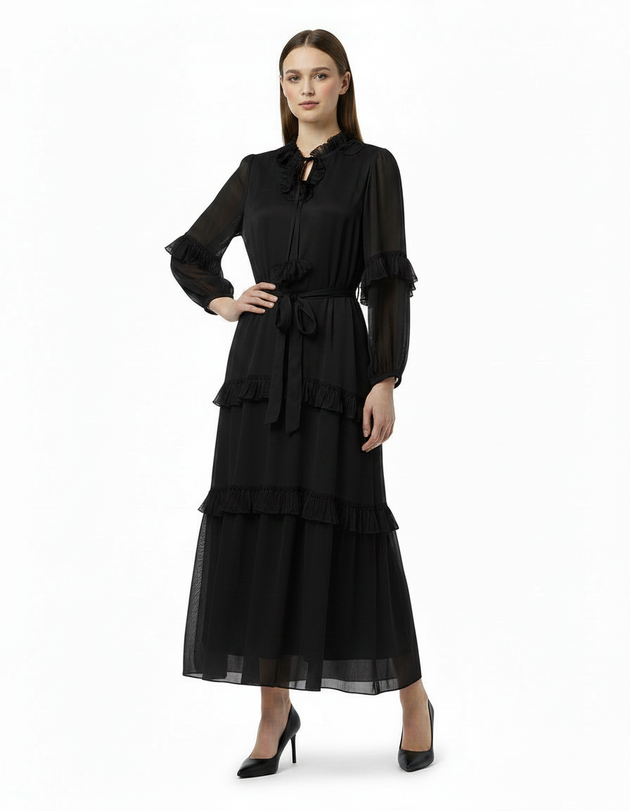 Amal Elegant Maxi Dress – V-Neck  Elora
