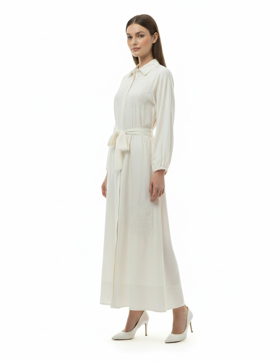 Ghada Everyday Maxi Dress – Button-Front Collared  Elora