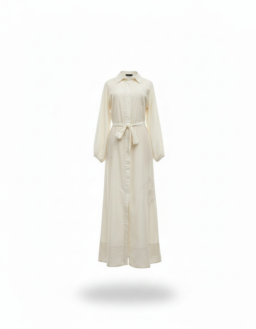 Ghada Everyday Maxi Dress – Button-Front Collared  Elora